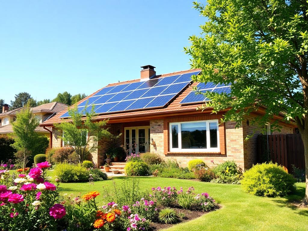 Happy homeowner with solar installation